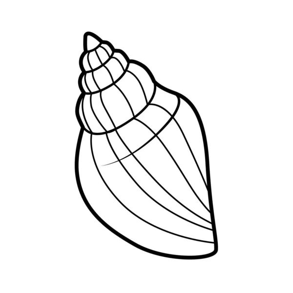 Miter Cone Shell Outlined Coloring Page Isolated White Background — Stock Vector