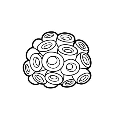 Boyama kitabı doğrusal çizimi için yuvarlak sünger beyaz arkaplanda izole edilmiş