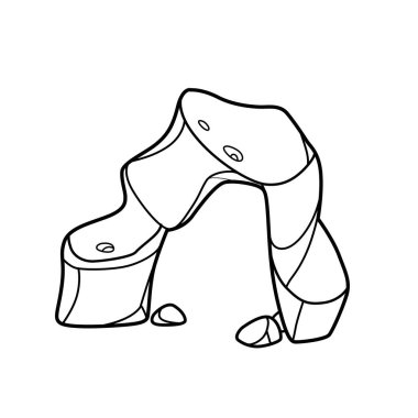 Beyaz arkaplanda izole edilmiş kumtaşı dekoratif kemer boyama kitabı doğrusal çizimi