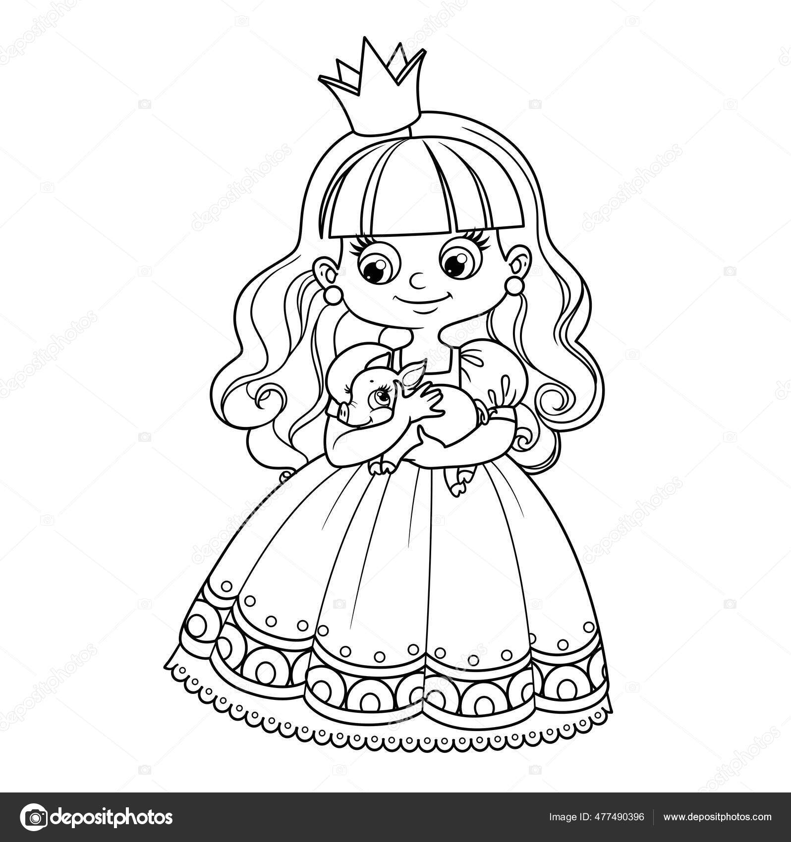 Bebê Bonito Com Saco, Estilo De Desenho Animado Menina, Ilustração