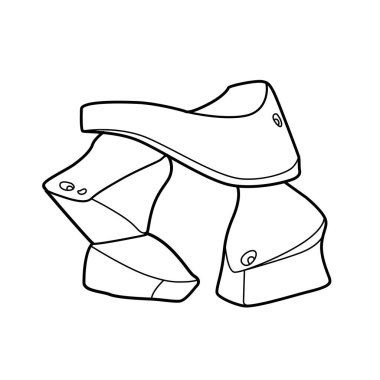 Beyaz arkaplanda izole edilmiş küçük kumtaşı dekoratif nesne boyama kitabı doğrusal çizimi