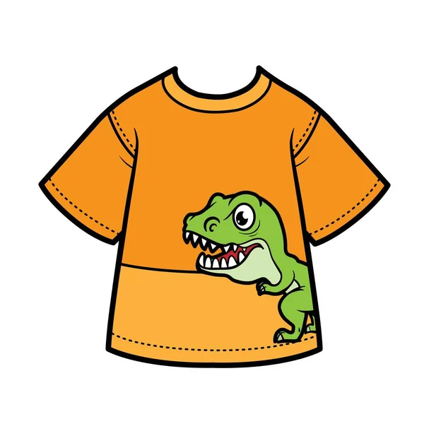 Shirt Σχέδιο Tyrannosaurus Για Αγόρι Παραλλαγή Χρώματος Για Χρωματισμό Λευκό — Διανυσματικό Αρχείο