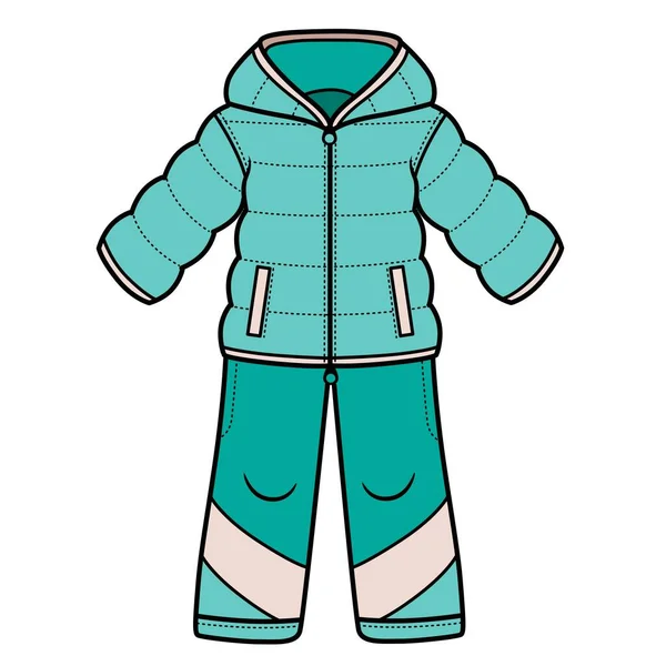 Inverno Quente Conjunto Jaqueta Calças Unisex Variação Cor Para Colorir — Vetor de Stock