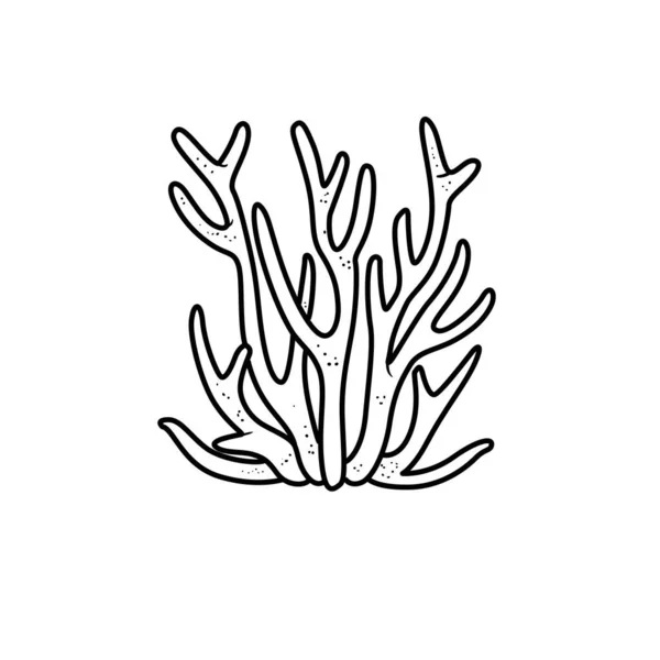 Hoch Lange Dünne Korallen Malbuch Lineare Zeichnung Isoliert Auf Weißem — Stockvektor