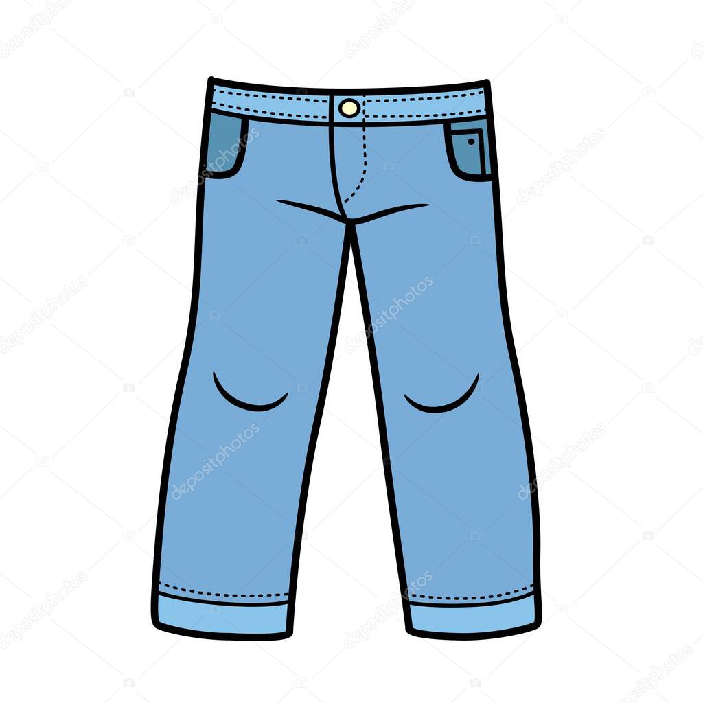 Denim pants classic for boy color variation for coloring on a white background
