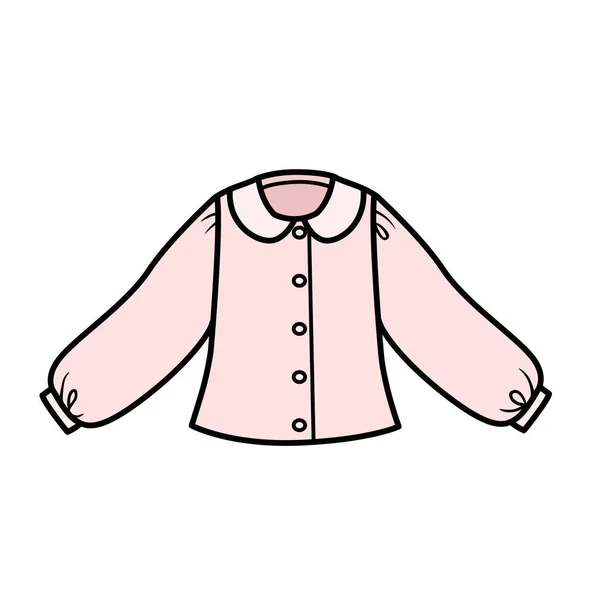 Blusa Con Collar Cobertura Para Las Niñas Esquema Para Colorear — Archivo Imágenes Vectoriales