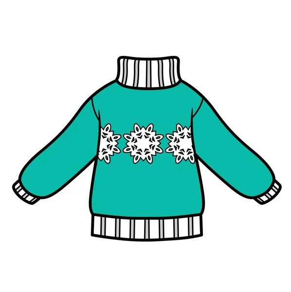 Knitted Sweater Snowflake Pattern Boy Color Variation Coloring White Background — Vetor de Stock