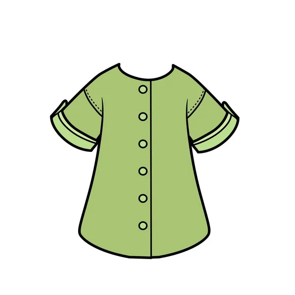 Casual Μπλούζα Κοντά Μανίκια Για Κορίτσια Παραλλαγή Χρώματος Για Χρωματισμό — Διανυσματικό Αρχείο
