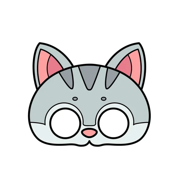 Kitten Mask Eye Slits Color Variation Coloring White Background —  Vetores de Stock