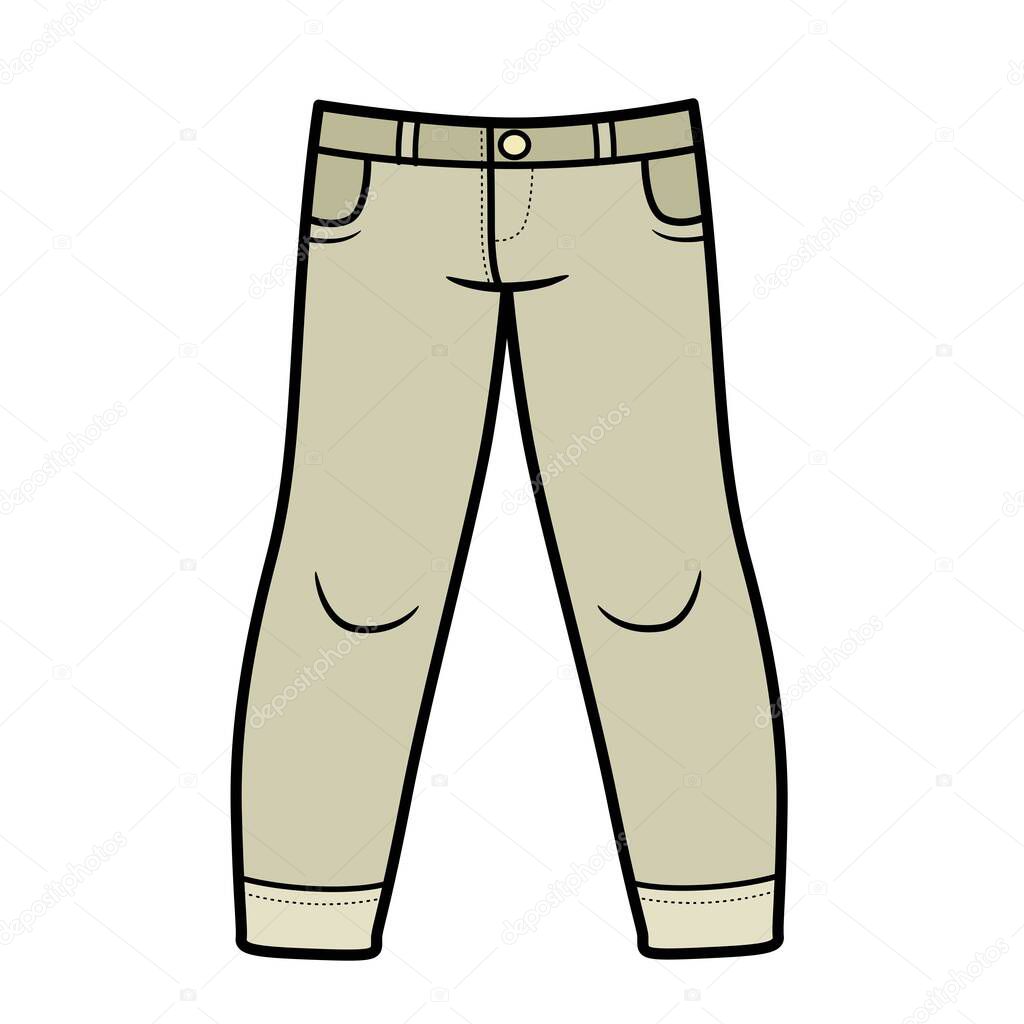 Denim pants classic color variation for coloring on a white background