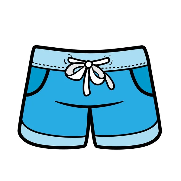 Pantalones Cortos Deportivos Para Niñas Variación Color Para Colorear Página — Vector de stock