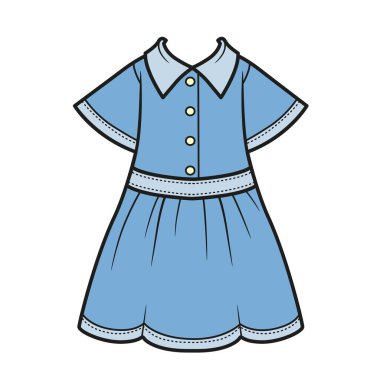 Beyaz arkaplanda izole edilmiş renk sayfası için Denim gömlek renk varyasyonu