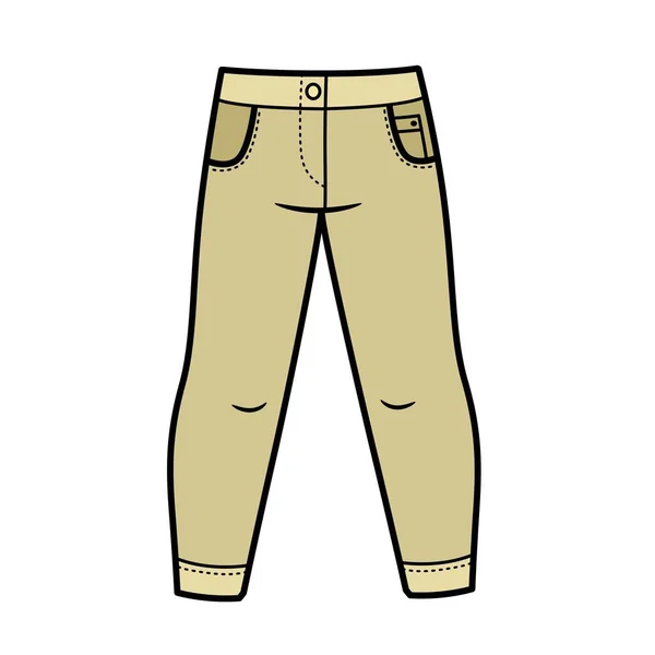 Pantalones Largos Delgados Variación Color Para Colorear Página Aislada Sobre — Vector de stock