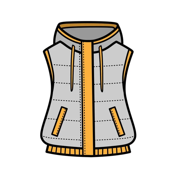 Geïsoleerde Demi Season Vest Met Een Capuchon Kleur Variatie Voor — Stockvector