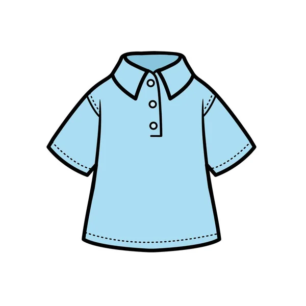 Shirt Collo Manica Corta Ragazza Variazione Colore Pagina Colorare Isolato — Vettoriale Stock