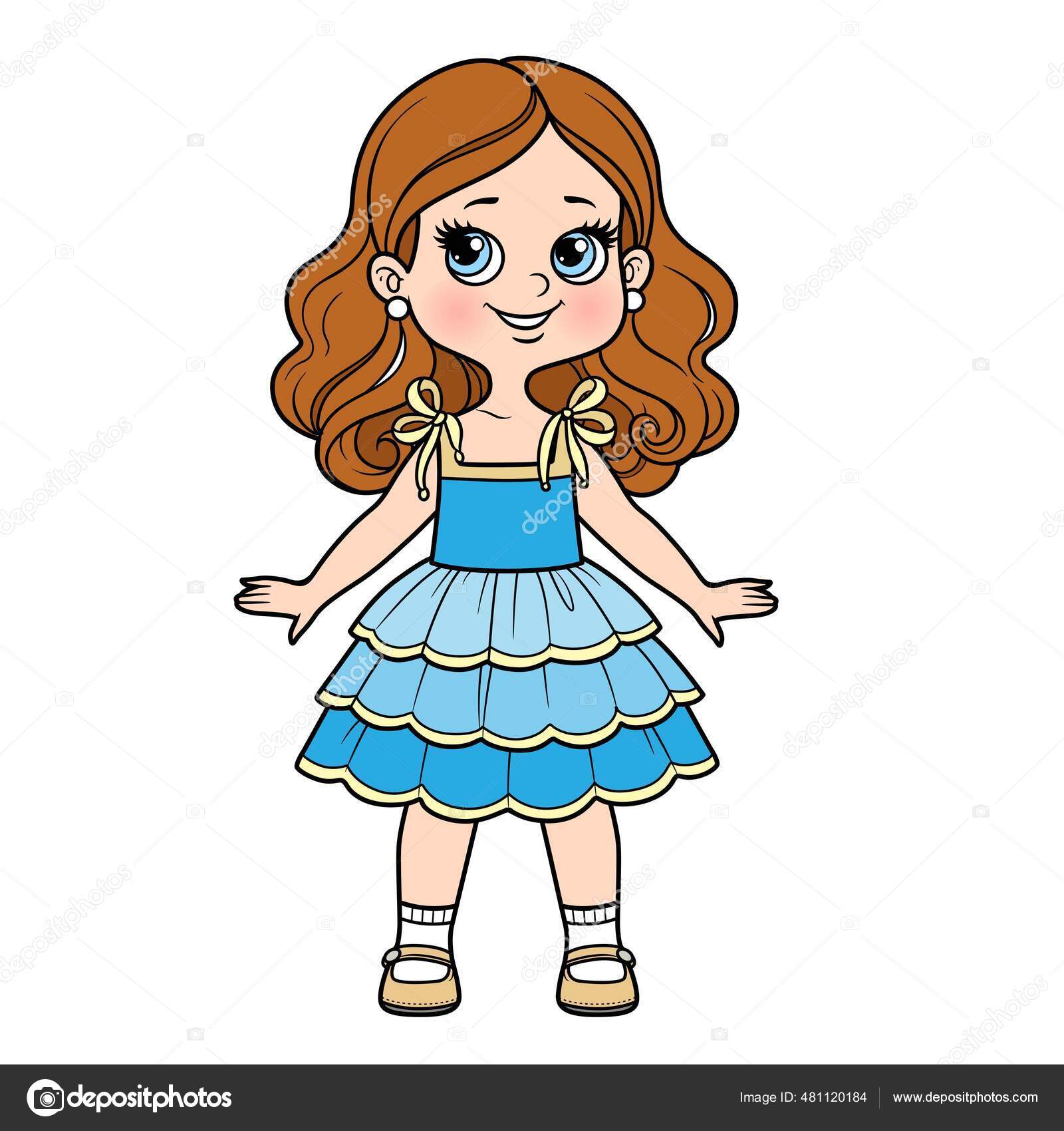 Desenho de Menina com vestido de verão pintado e colorido por