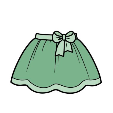 Beyaz arkaplanda izole edilmiş renklendirme sayfası için yay renk varyasyonlu etek