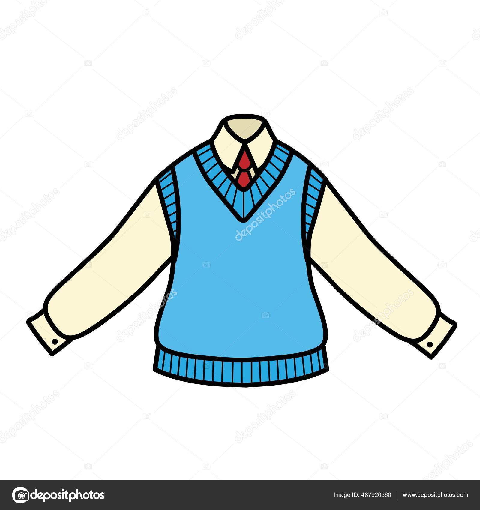 Colorear Chaleco De Lana Dibujo Chaleco Punto Usado Una Camisa