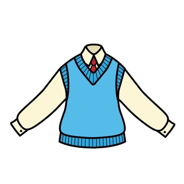 Knitted Vest Worn Shirt Tie Part School Uniform Girl Color — Stock Vector