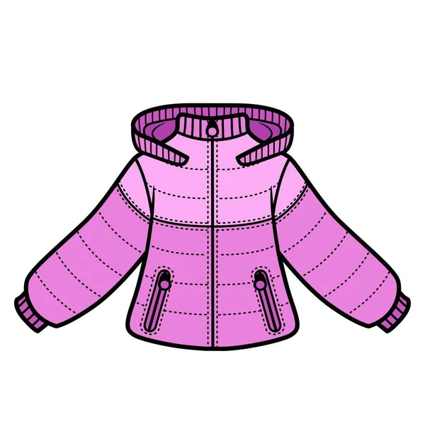 Veste Rembourrée Hiver Rembourrée Avec Variation Couleur Capuche Pour Coloriage — Image vectorielle