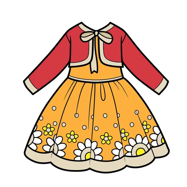 Elegante Vestido Con Variación Color Bolero Para Colorear Página Aislada — Archivo Imágenes Vectoriales