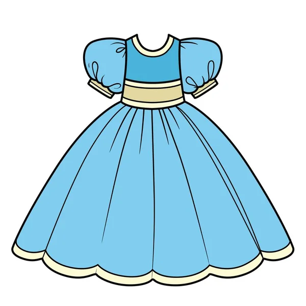 Μπλε Φόρεμα Μπάλα Πλούσια Φούστα Παραλλαγή Χρώμα Στολή Για Χρωματισμό — Διανυσματικό Αρχείο