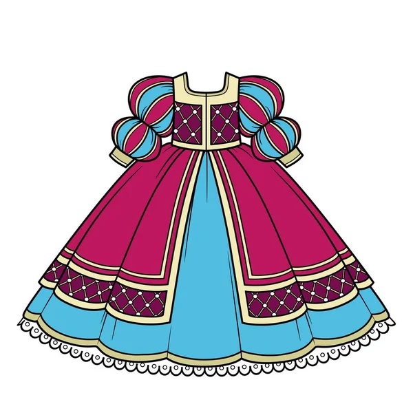 Μπάλα Φόρεμα Πλούσια Φούστα Και Μανίκια Για Πριγκίπισσα Παραλλαγή Χρώμα — Διανυσματικό Αρχείο