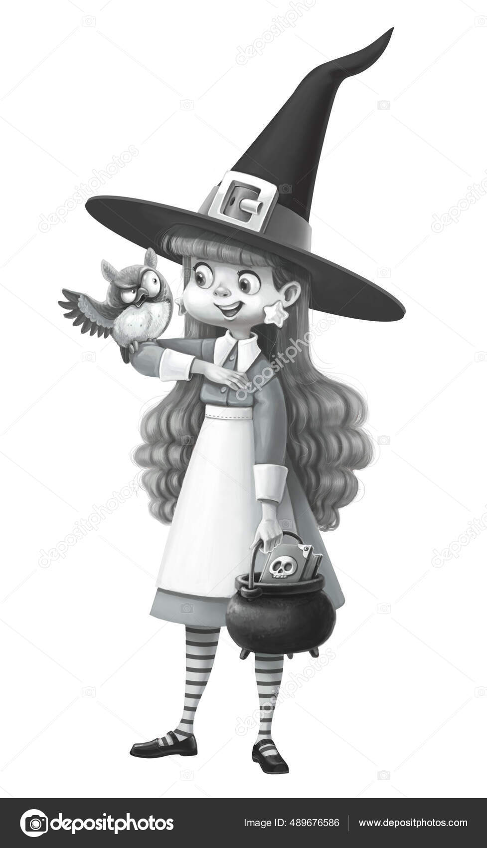 A Bruxinha Bonitinha Com Um Chapéu De Bruxa Página Para Colorir Halloween  Páginas Para Colorir Esboço