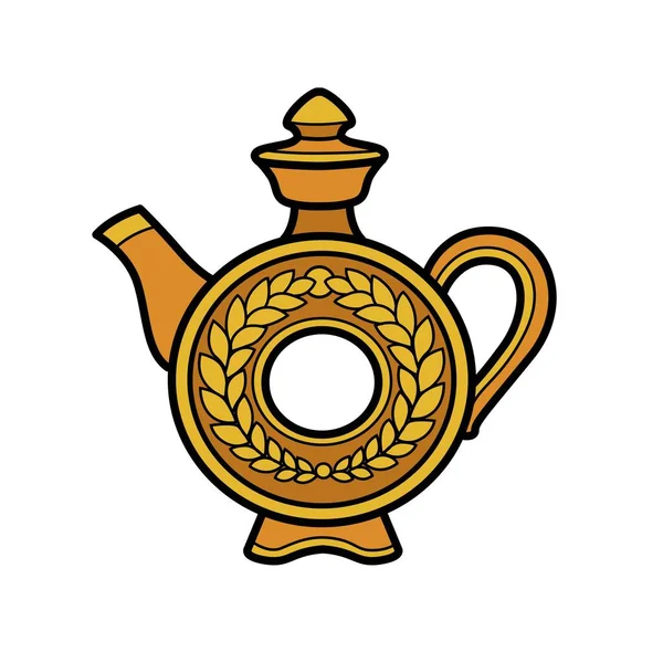 Pot Traditionnel Russe Terre Cuite Ronde Pour Contour Kvass Pour — Image vectorielle