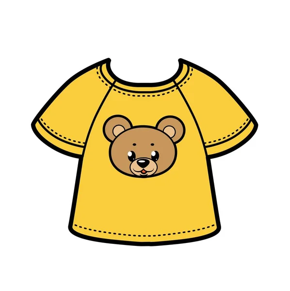 Mignon Dessin Animé Imprimé Tête Ours Bébé Sur Shirt Variation — Image vectorielle