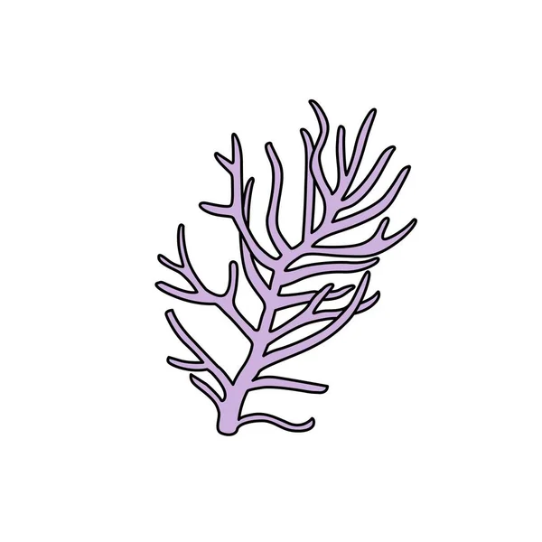 Branchy Παραλλαγή Χρώματος Κοράλλι Για Χρωματισμό Σελίδα Απομονωμένη Λευκό Φόντο — Διανυσματικό Αρχείο