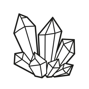 Beyaz arkaplanda renklendirme için sihirli kristaller çiziyor