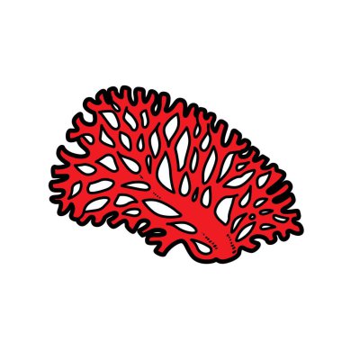 Beyaz arkaplanda izole edilmiş renklendirme sayfası için yelpaze şekilli mercan renk varyasyonu