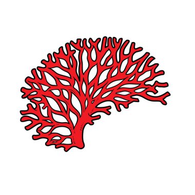 Beyaz arkaplanda izole edilmiş renklendirme sayfası için eğri mercan nesne renk varyasyonu