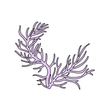 Beyaz arkaplanda izole edilmiş renklendirme sayfası için ince dallı mercan renk varyasyonu