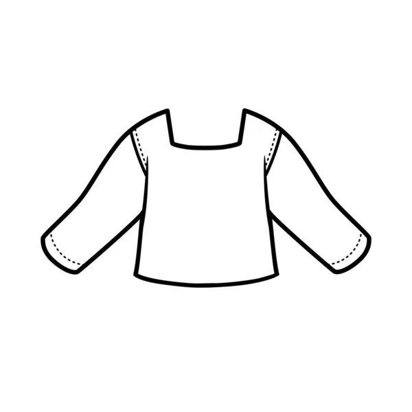 Camiseta Con Mangas Largas Cuello Cuadrado Para Colorear Sobre Fondo — Archivo Imágenes Vectoriales