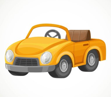 Beyaz arkaplanda izole edilmiş bebek nesneleri için turuncu oyuncak pedalı veya elektrik makinesi