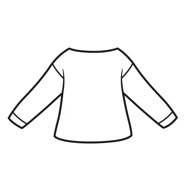 Basic Plain Long Sleeved Shirt Boat Neckline Outline Coloring White — Stock Vector