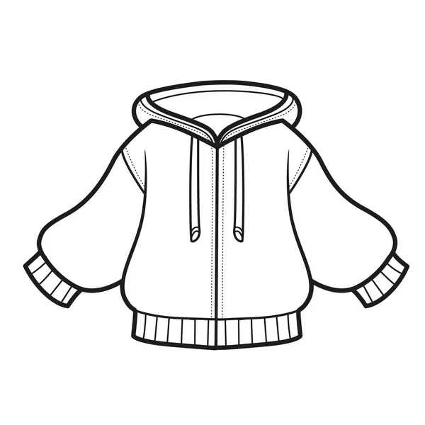 Застегнутая Куртка Молния Раскраски Белом Фоне — стоковый вектор
