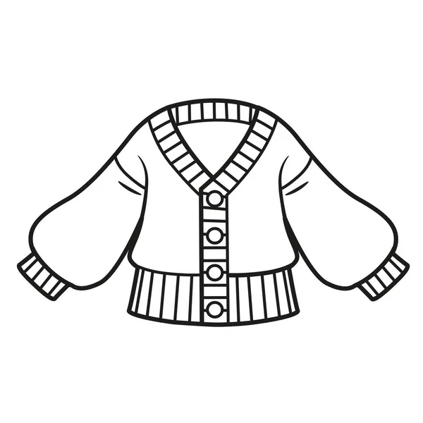 Cardigan Quente Para Contorno Menina Para Colorir Fundo Branco — Vetor de Stock