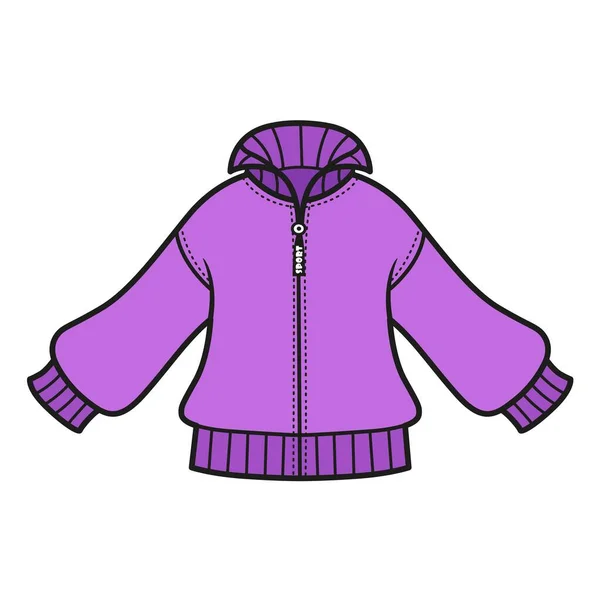 Purple Zipped Warm Jacket Color Variation Coloring Page White Background — Stock Vector