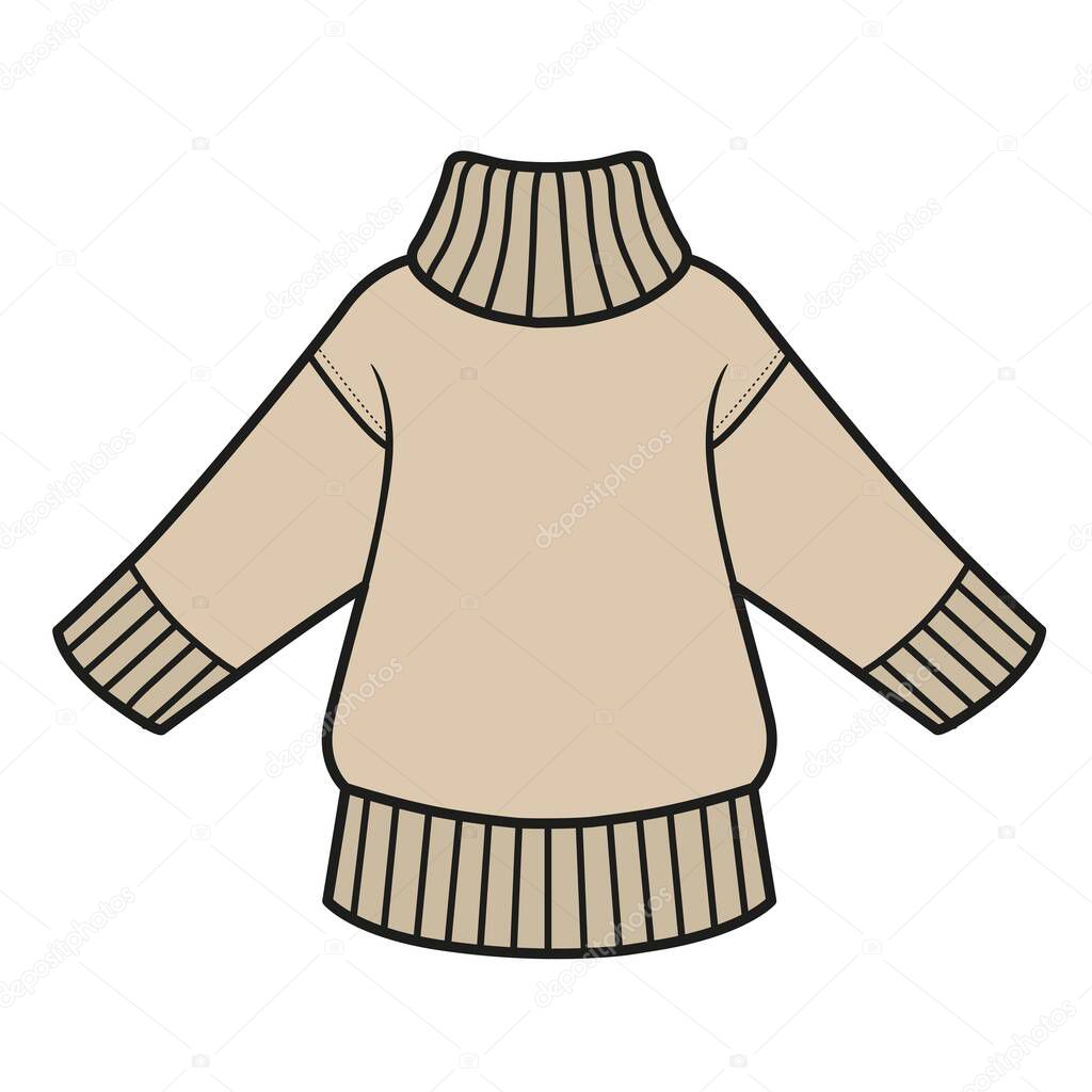 Big warm sweater of fine yarn the basic model color variation for coloring page on a white background