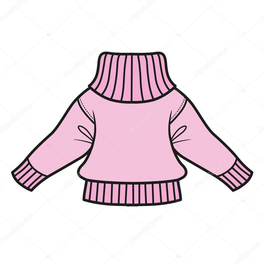 Warm short wool sweater color variation for coloring page on a white background