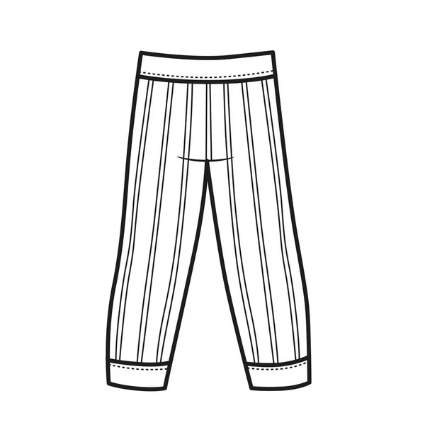 Summer Stripped Pants Outline Coloring White Background - Stok Vektor