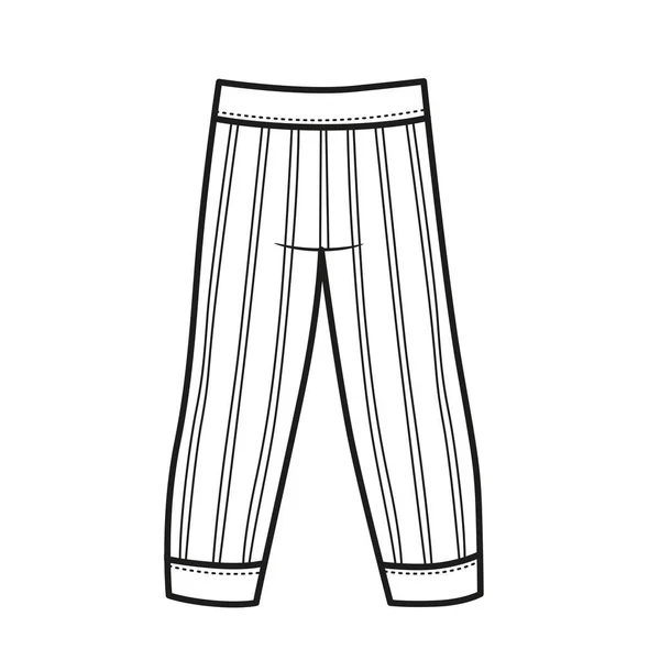 Zomer Gestripte Broek Outline Voor Het Kleuren Een Witte Achtergrond — Stockvector