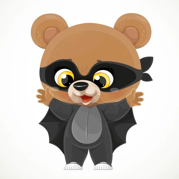 Mignon Ours Peluche Vêtu Costume Chauve Souris Isolé Sur Fond — Image vectorielle