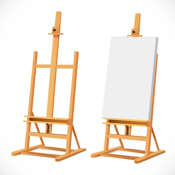 Blank art board on wooden easel isolated on white background — Stock Vector