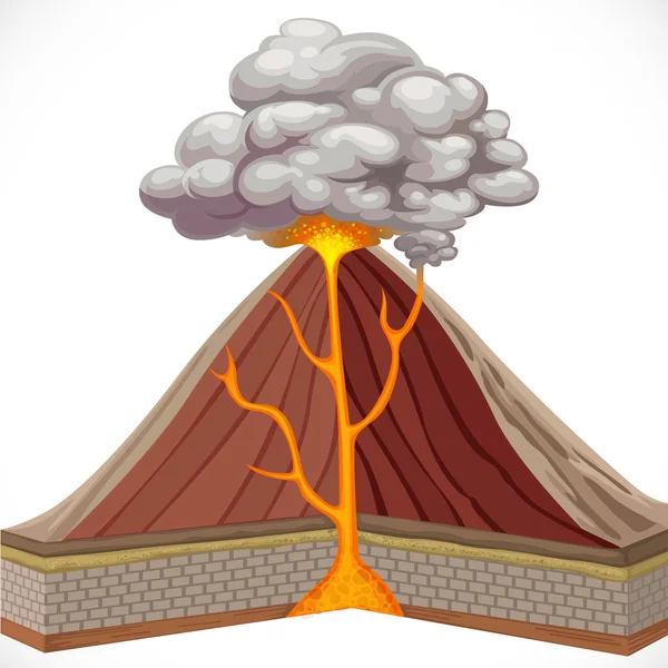 Diagrama del volcán aislado sobre fondo blanco — Archivo Imágenes Vectoriales