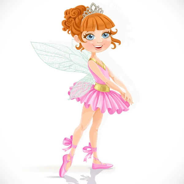 Cute little fairy girl in tiara isolated on a white background — Stock Vector