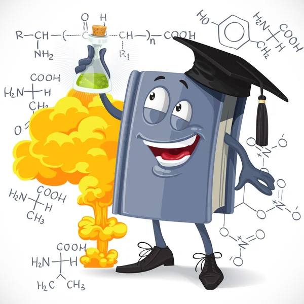 Livro de química da escola Segure o tubo de ensaio na detonação e formu —  Vetores de Stock